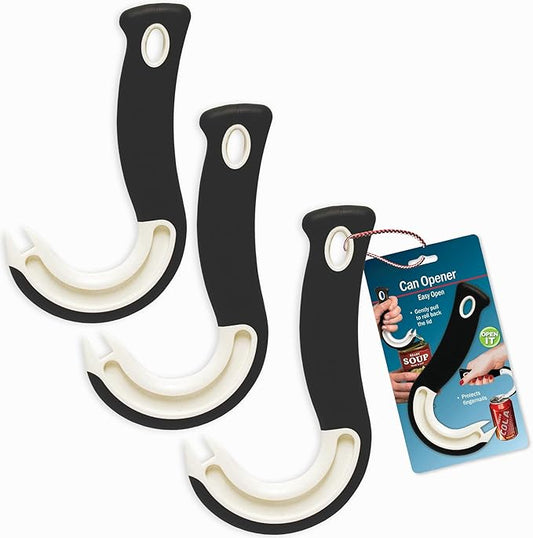 Ultimate Easy Open Ring Pull Can Opener 3 Pack by Jokari. Durable Non Slip Rubber Grip Makes Opening Aluminum Container Tabs Simple. Perfect for Protecting Nails and Folks with Joint Pain or Arthritis