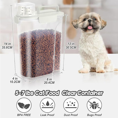 LEAWALK 5Lbs Airtight Cat Dog Food Storage Container with Upgraded Large Nozzle BPA-Free, Pet Food Storage Containers for Rice, Grain, Pet Food, Flour, Dog Treat Storage (White & Black, 5L-2pack)