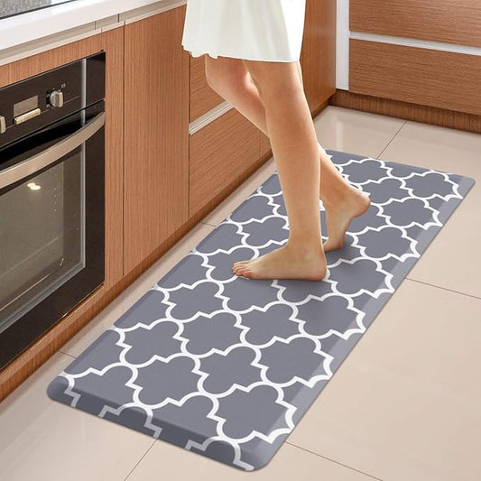 WISELIFE Kitchen Mat Cushioned Anti-Fatigue Rug,17.3"x 39",Non Slip Waterproof and Heavy Duty, PVC Ergonomic Comfort Mat for Kitchen, Floor Home, Office, Sink, Laundry, Grey