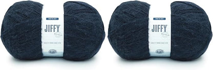 Lion Brand Yarn Jiffy Bonus Bundle, Acrylic Yarn for Crochet, Deep Indigo, 2 Pack