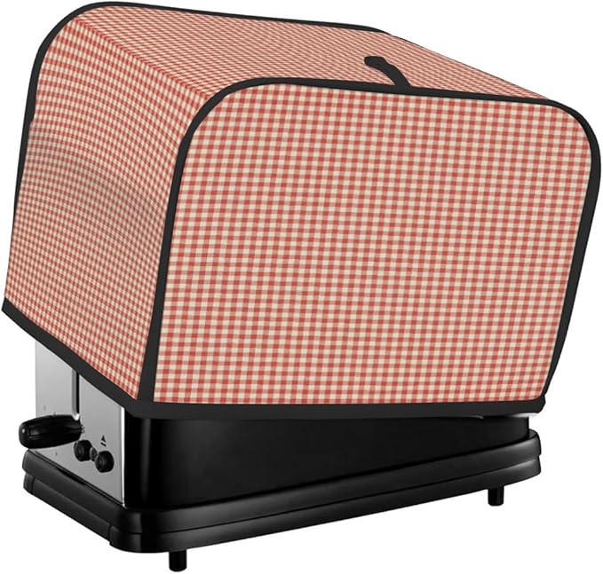 Red Retro Stripes Toaster Cover 4 Slice Wide Slot Washable Kitchen Appliance Covers Fingerprint Bread Machine Dust Cover Small Toaster Oven Accessories Covers Bread Maker Bag Women Gift