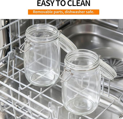 5 Pack 25oz Food Storage Jars with Airtight Lids, Preserving Seal Wire Clip Fastening Glass Containers, Canisters for Kitchen Organization, Flour, Cereal, Pasta, Sugar, Beans, Pickling Jars(25 Oz*5)