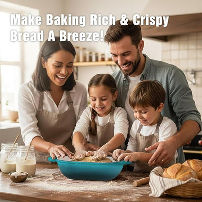 Enameled Cast Iron Sourdough Bread Oven, 2.5 QT Loaf Cast Iron Bread Pan with Lid, Oval Dutch Oven for Homemade Bread Baking, Meatloaf Pan with Lid (Blue-green)