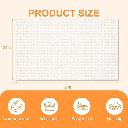 FEXIA Shelf Liner 24 Inch x 20 FT Clear Non Slip Waterproof Cabinet and Drawer Liner for Kitchen Cabinet Refrigerator Pantry Closet Durable Non Adhesive