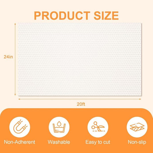 FEXIA Shelf Liner 24 Inch x 20 FT Clear Non Slip Waterproof Cabinet and Drawer Liner for Kitchen Cabinet Refrigerator Pantry Closet Durable Non Adhesive