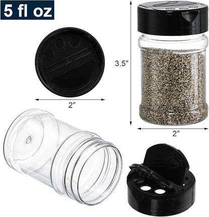 Yesland 20 Pack Plastic Spice Jars Bottles, 5 Oz PET Spice Containers BPA Free with Black Cap, Empty Seasoning Jars Glitter Storage Containers for Storing Spice Herbs Powders Glitter
