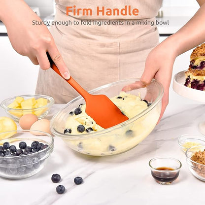 U-Taste Flat Spatula & Spoon Spatula: 11.38in 600ºF Heat Resistant Silicone Bowl Scraper, Flexible Rubber Kitchen Cooking Mixing Utensil with Upgraded Non-Stick Surface (Set of 2, Orange)