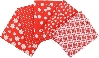 Threadart Exclusive 5 Fat Quarter Bundles - Red Confetti Brights Collection 100% Cotton Fabric - Premium 100% Cotton Quilting Fabric - No Duplicates - Full Size Fat Quarters 18"x21" - Red
