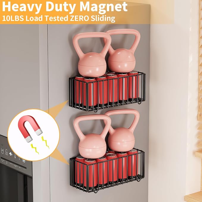 1 Pack Heavy-Duty Magnetic Shelf for fridge, Foldable Magnetic Basket with 2 Hooks, Fruit Potato Onion Storage Shelves, Large Magnetic Spice Rack Organizer for Fridge Oven Laundry (1 Pack)