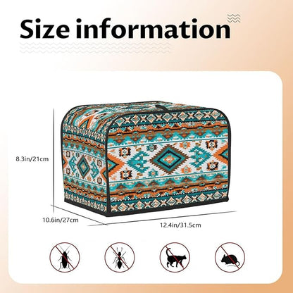 4 Slice Aztec Ethnic Colorful Toaster Cover Waterproof Dust Fingerprint Bread Machine Cover Washable Kitchen Appliance Protector For Home Kitchen Bakeware Table Decor Women Gifts