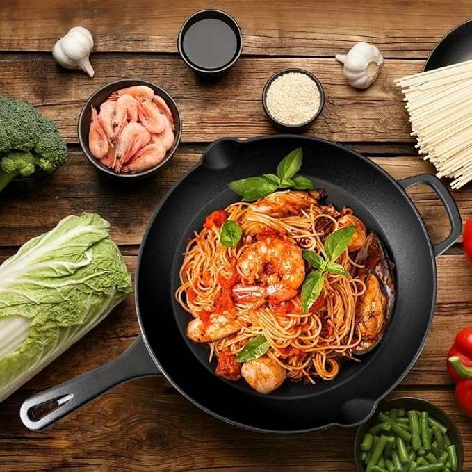 8 Inch Cast Iron Skillet, Pre-Seasoned, Induction Safe | Pre-seasoned 8" skillet for breakfast, eggs & sides. Serves 1-2. No lid included. Induction & oven safe. PFOA-free.