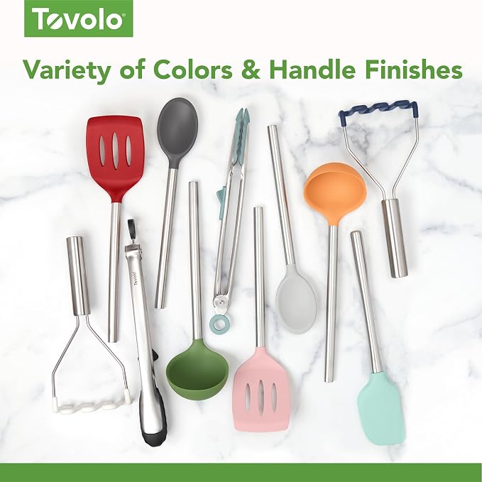 Tovolo Silicone Ladle With Stainless Steel Handle Deep Soup Ladle for Cooking Canning Serving Soup Punch Stew Sauce, Large Kitchen Utensil Spoon Dishwasher Safe BPA Free Silicone Cayenne Red