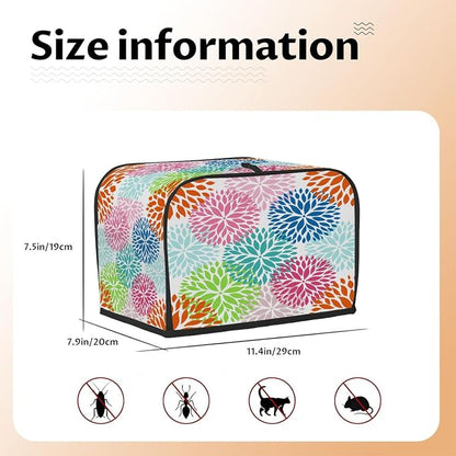 Art Flower Floral Toaster Cover 2 Slice Wide Slot Washable Kitchen Appliance Covers Fingerprint Bread Machine Dust Cover Small Toaster Oven Accessories Covers Bread Maker Bag Women Gift