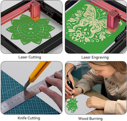 8 Pack Forest Green Basswood for Laser Cutting, 12"x12"x1/8" (3 mm) Double-Sided Colored Plywood Sheets, for Laser Engraving, DIY Craft Wood & School Projects