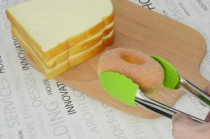 HINMAY 7" Mini Tongs with Silicone Tips, Set of 3 (Green) | 7 Inches Silicone Cooking Tongs