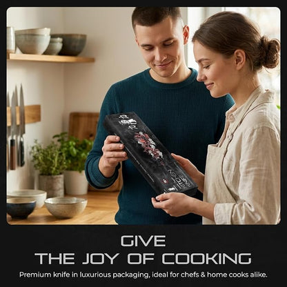 8 Inch Chef Knife - Stainless Steel, Sharp Kitchen Knife, Ergonomic Cooking Knife, Japanese Style, For Cooking, Chopping. Gift Box Included