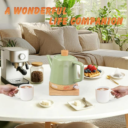 Ceramic Electric Kettle 1.2L, Automatic Shut Off Tea Kettle & Hot Water Boiler Pot For Coffee & Tea, Prevent Boil Dry, 1000W, Seed-green