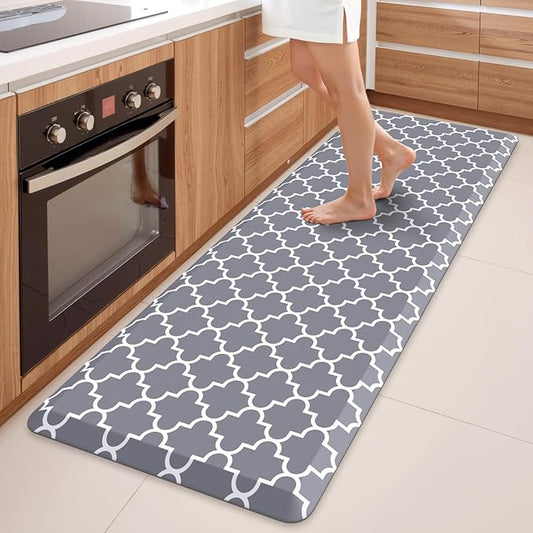 WISELIFE Anti Fatigue Floor Mat - 4/5 Inch Thick Kitchen Mat Non Slip Waterproof Heavy Duty Ergonomic Comfort Mat Durable for Home, Office, Sink, Laundry,(24" x 70", Grey)