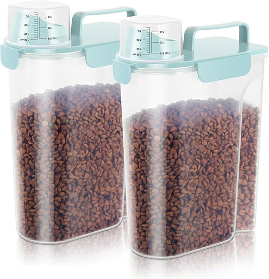 LEAWALK 5Lbs Airtight Cat Dog Food Storage Container with Upgraded Large Nozzle BPA-Free, Pet Food Storage Containers for Rice, Grain, Pet Food, Flour, Dog Treat Storage (Blue x 2, 5L-2pack)