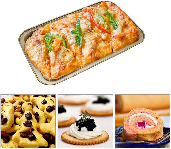 Baking Sheets Toaster Oven Pans, Cookie Sheets for Baking Tray Non Stick, Broiler Quarter Half Sheet Pan, Jelly Roll Pan Cake Pan Set for Cooking, Walooza Rimmed Cookie Sheets for Baking Nonstick