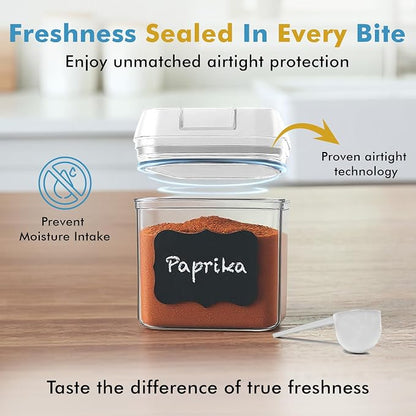 Shazo 9 PC Airtight Food Storage Containers - BPA Free Clear Plastic Snack & Spice Containers with Easy Lock Lids - Kitchen and Pantry Organization for Herbs, Coffee, Tea - 0.5L / 2.1 Cups