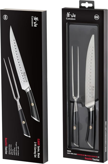 Cangshan ELBERT Series German Steel Forged 2-Piece Carving Set (Black)