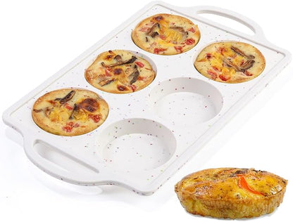 CAKETIME Muffin Top Pan, 3 Inch Metal Reinforced Frame Silicone Egg Mold for Breakfast Sandwiches Non Stick Round Silicone Egg Pan for Baking English Muffins, Whoopie Pies, Corn Bread, Tarts Confetti