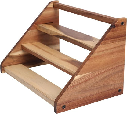 Acacia Wooden Spice Rack Organizer for Cabinet Wood Spice Shelf Organizer for Kitchen Pantry Storage Organizer 3 Tier Countertop