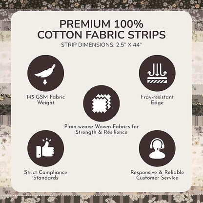 Tinyspool & Co.'s Twirlie Roll 40 Precut Quilting Fabric Strips for Quilting Supplies, Crafting, and Sewing, Soft Cotton Strip for Blanket, Rug, Upholstery, Home Decor, and Purse Making, Star Dune