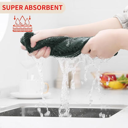 Homaxy 100% Cotton Waffle Weave Kitchen Dish Towels, Ultra Soft Absorbent Quick Drying Cleaning Towel, 13 x 28 Inches, 18-Pack, Blackish Green