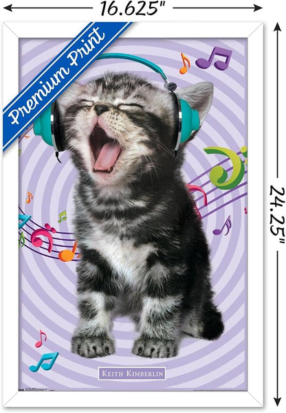 Trends International Keith Kimberlin - Kitten - Singing Wall Poster, 14.725" x 22.375", White Framed Version