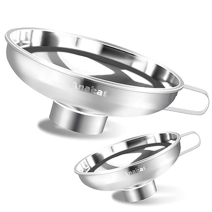 Anaeat Stainless Steel Canning Funnel with Handle for Wide and Regular Jars & Canning Jars, Wide-Mouth Funnels Excellent for Transferring Liquid and Dry Ingredients, Large Solids, Oil, Beans & Jams