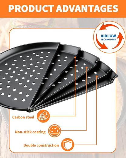 12-Inch Nonstick Pizza Pan with Holes, Perforated Carbon Steel Pizza Tray for Oven, Round Bakeware Pizza Tray for Home Restaurant Kitchen