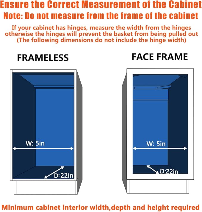LOVMOR Pull Out Cabinet Organizer and Storage 5½" W x 21½" D, Slide Out Shelves for Kitchen Cabinets