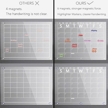 Neatsure Acrylic Magnetic Dry Erase Board Calendar for Fridge, Clear Monthly and Weekly Planner Whiteboard for Refrigerator, w/ 8 Colors Markers, 15"x11"