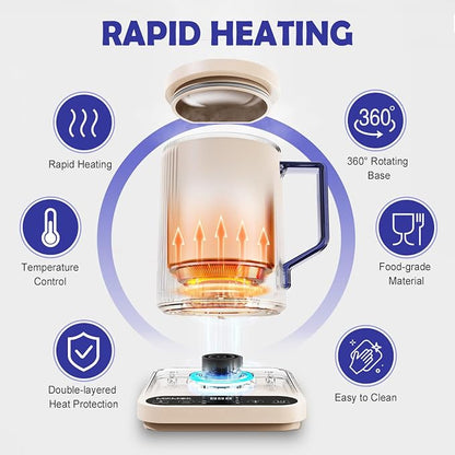 MIKMOK Small Electric Kettle, Desktop Water Heater Mug 400ML, Fast Heating | 300W Heating Coffee Cup, 104-212℉ Temperature Control , LED Display, SUS304 Small Hot Water Dispenser for Office Study Dorm