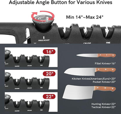 DARK EDGE 3PCS Kitchen Knives Set, 8 Inch Chef Knife with Black Sharpener and Blade Guard, Professional Kitchen Chef's Knife Set 06