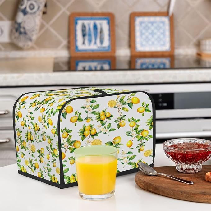 Toaster Cover 2 Slice Wide Slot Tropical LemonBread Toaster Oven Dustproof Cover Small Appliance Kitchen Covers Dust and Fingerprint Protection for Women Gift 2 Slice