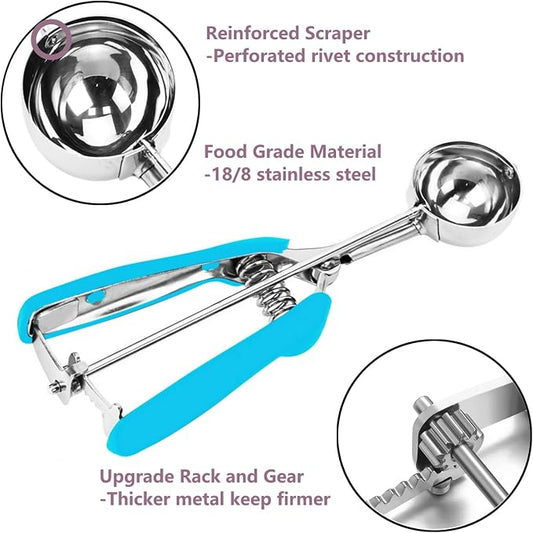 Cookie Scoop, 18/8 Stainless Steel Cookie Scooper, Cookie Scoops for Baking, 2 Tsp/10ml/ 2/3 Tbsp Cookie Dough Scoop, Ice Cream Scooper with Trigger Release, Cookie Scooper for Baking