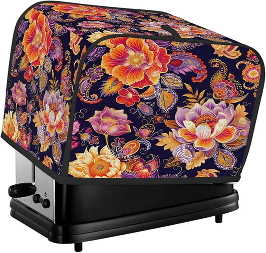 Toaster Cover 2 Slice Wide Slot Flower Boho EthnicBread Toaster Oven Dustproof Cover Small Appliance Kitchen Covers Dust and Fingerprint Protection for Women Gift 2 Slice