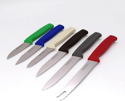 Kitchen Knife Set, MATTSTONE HILL Paring Knife Set - 4.7" Serrated Utility Knife, 3.5" Fruit & Vegetable Paring, 3" Flat Edge Peeling, German High Carbone Steel, Gray, Blue, Green