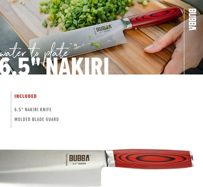 BUBBA Kitchen Series 6.5" Nakiri Knife, an All-Purpose Kitchen Knife for Chopping, Mincing, Slicing, and Dicing with a Premium German Steel Blade for All Your Kitchen Needs