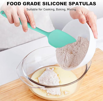 NileHome Silicone Spatula Set, 6 Pcs Food Grade Kitchen Utensils with Silicone Brush Heat Resistant Up to 600°F Dishwasher Safe BPA-Free Rubber Spatula for Scraping, Baking, Cooking, Mixing, Turquoise