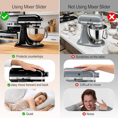 Mixer Slider Mat for Tilt Head Kitchen aid 4.5-5Qt Stand Mixer,Falikoco Kitchenaid Mixer Slider Pine Wood, 5PCS Appliance Slider, Kitchen aid Accessories and Attachments Moving Tray for Artisan Series