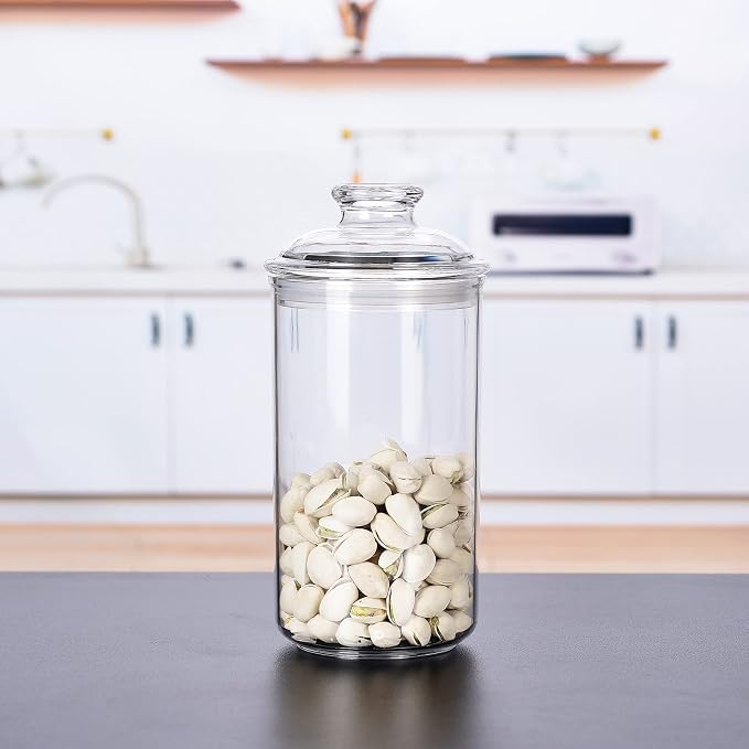 34oz Acrylic Storage Jar, Airtight Lid with Silicone Sealing Ring, Ideal Canister Container for Sugar, Tea, Spices, Herbs, Shells, Bath Salt, Christmas Decorative Apothecary Jars