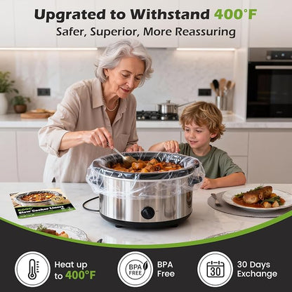 KOOC Slow Cooker Liners, 20 count 13" x 21" Large Size Cooking Bags Fits 3-8 Quart Pots, Disposable Pot Liners Suitable for Oval & Round & Retangular Pot