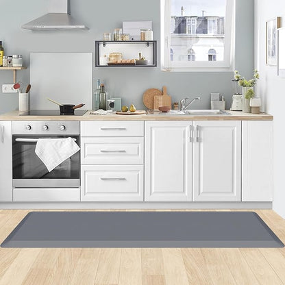 KitchenClouds Kitchen Mat Cushioned Anti Fatigue Kitchen Rug 0.8inch Non Slip Standing Mat Comfort Floor Mats for Sink Office (17.3"x60",Grey)