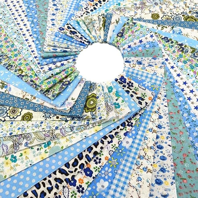 80 Pcs Jelly Roll Fabric Strips for Quilting, Sewing Supplies-2.6 Inch Precut Cotton Fabric Bundles, Perfect for Quilt Projects Blue