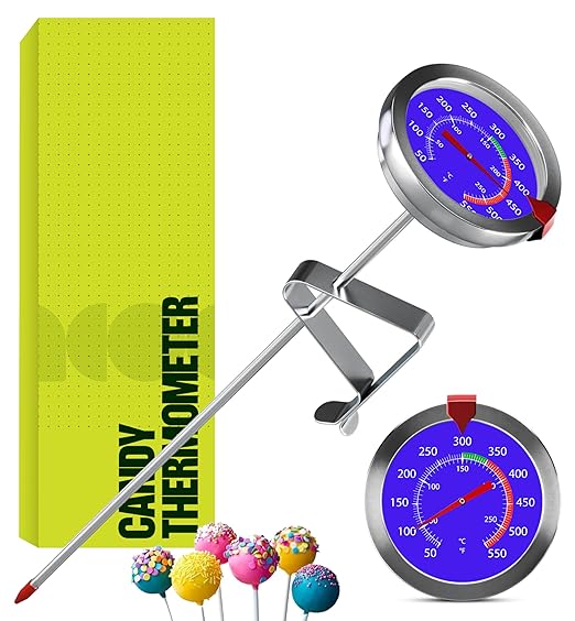 CRAFT911 Candy Thermometer with Pot Clip - Deep Fry Oil Thermometer for Frying and Candle Making (Blue)