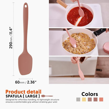 Platinum Silicone Spatula – BPA Free Silicone Spatula for Cooking – Heat Resistant Cooking Utensils for Non Stick Pans – One-Piece Spoonula for Baking, Mixing & More – Kitchen Scraper 11.4” DryRose